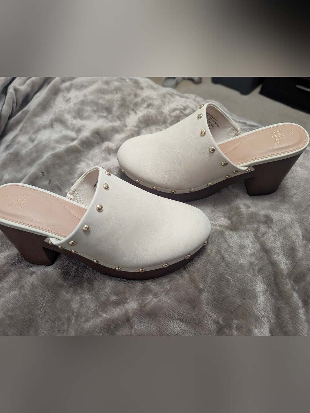 Women’s White Studded Clog Mules